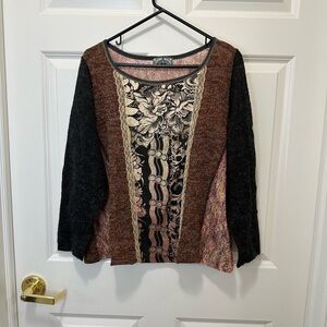 Plus Size Vintage Vanilla Sugar Top Mixed Media Multicoloured Lace Knit size 1X